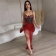 Red Off Shoulder Rhinestone Underwire Low Cut Mesh Silk Bodycon Formal Maxi Dress