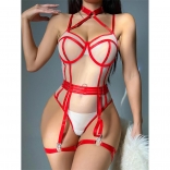 Red Mesh Sexy Bandage One Piece Teddy Lingerie