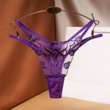 Purple Mesh Emboridered Women Underwear Sexy G-String Lingerie