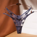 Navy Mesh Emboridered Women Underwear Sexy G-String Lingerie