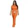 Orange Short Sleeve Two Pieces Women Casual Streewear Striped Pant Sets